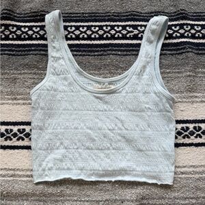 American Eagle Outfitters Women’s Baby Blue Ribbed Cropped Blue Tank Top Size M